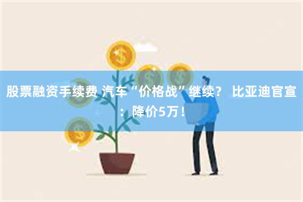 股票融资手续费 汽车“价格战”继续？ 比亚迪官宣：降价5万！