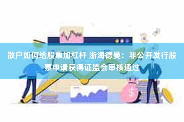 散户如何给股票加杠杆 浙海德曼：非公开发行股票申请获得证监会审核通过